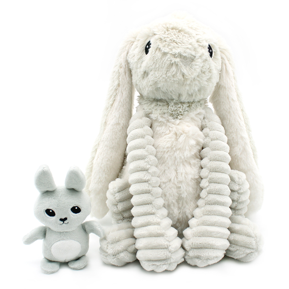 TOUDOU LAPIN MAMAN & BEBE GRIS CLAIR