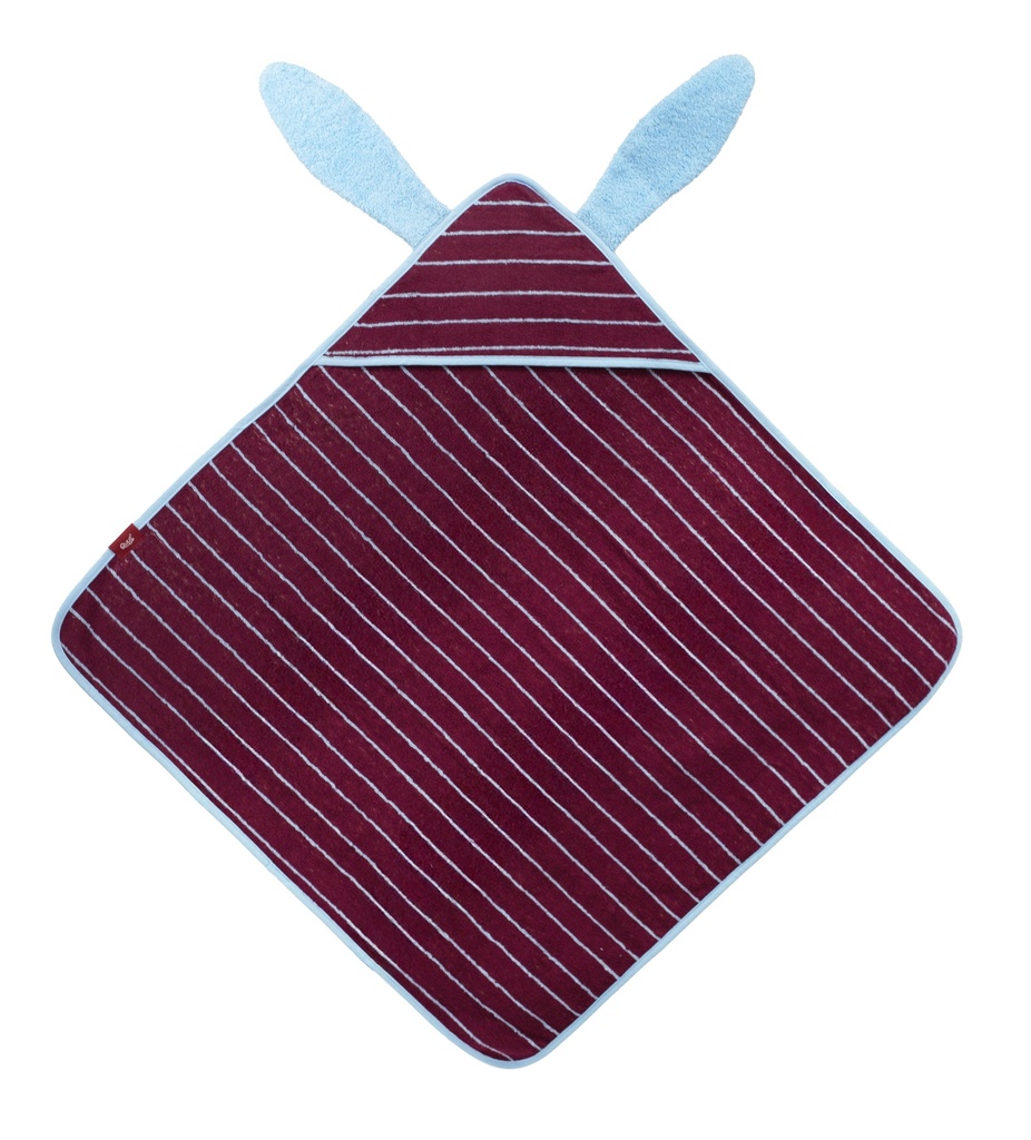 Cotton hooded towel  (75 x 75cm) Bunny Burgundy